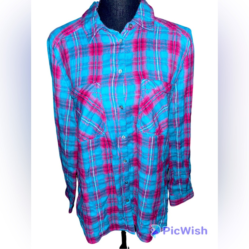 SUNDANCE Plaid Flannel Button Shirt medium
